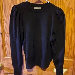 Black Sweater with Puff Sleeves